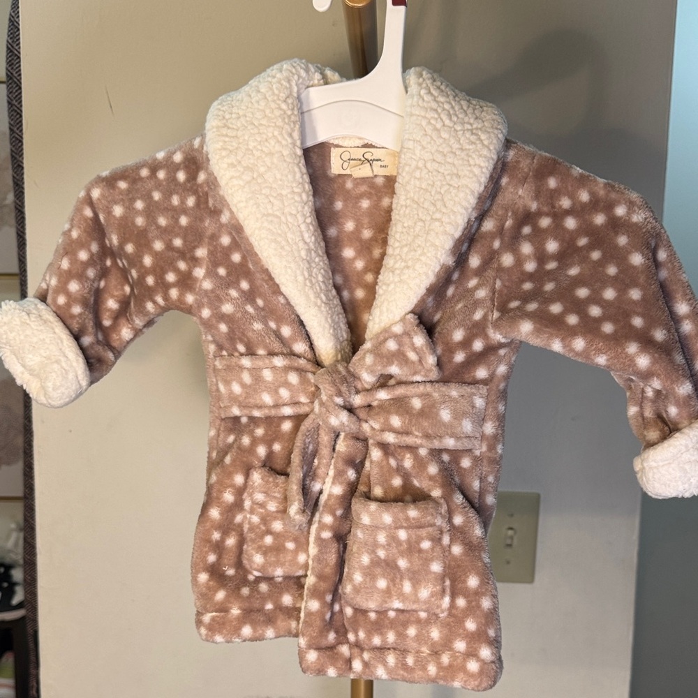 Jessica Simpson Kids' Brown and White Polka Dot Pajama Robe